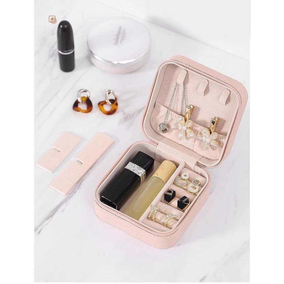 簡約便捷戒指項鏈手鏈耳環耳釘珠寶公主首飾盒旅行居家飾品收納盒禮物閨密女友-細節圖6