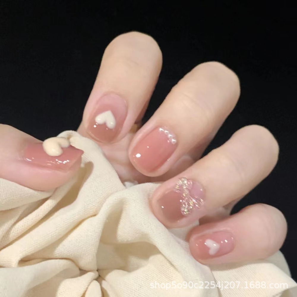 穿戴短款甲片2024新款固態膠高級感純欲風顯白成品穿戴指甲貼學生 禮物  聖誕禮物 生日禮物 閨密 女友-規格圖5