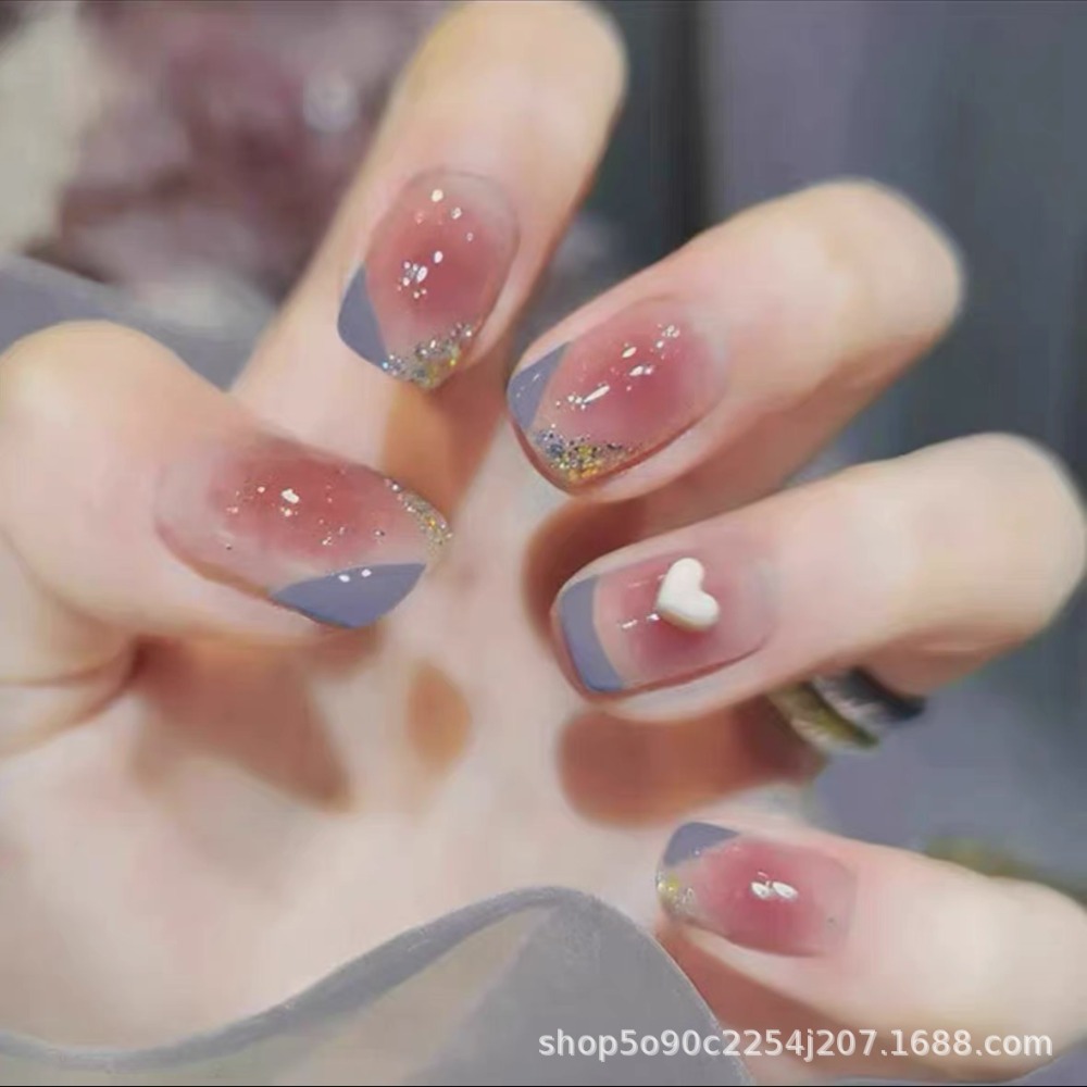 穿戴短款甲片2024新款固態膠高級感純欲風顯白成品穿戴指甲貼學生 禮物  聖誕禮物 生日禮物 閨密 女友-規格圖5