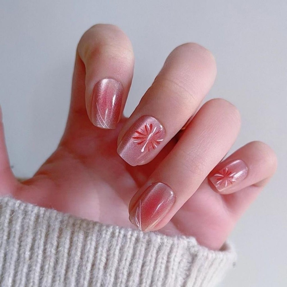 【短款】半手工手工穿戴短款 有分尺寸 指甲秋冬爆閃貼片貓眼極光學生美甲高級顯白閨密男女交換禮物-細節圖6