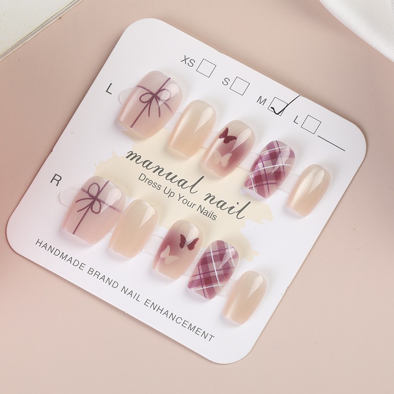 【短款】半手工手工穿戴短款 有分尺寸 指甲秋冬爆閃貼片貓眼極光學生美甲高級顯白閨密男女交換禮物-規格圖7