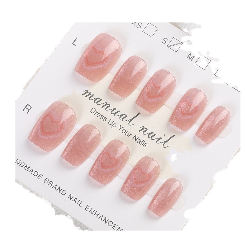 【短款】半手工手工穿戴短款 有分尺寸 指甲秋冬爆閃貼片貓眼極光學生美甲高級顯白閨密男女交換禮物-規格圖7