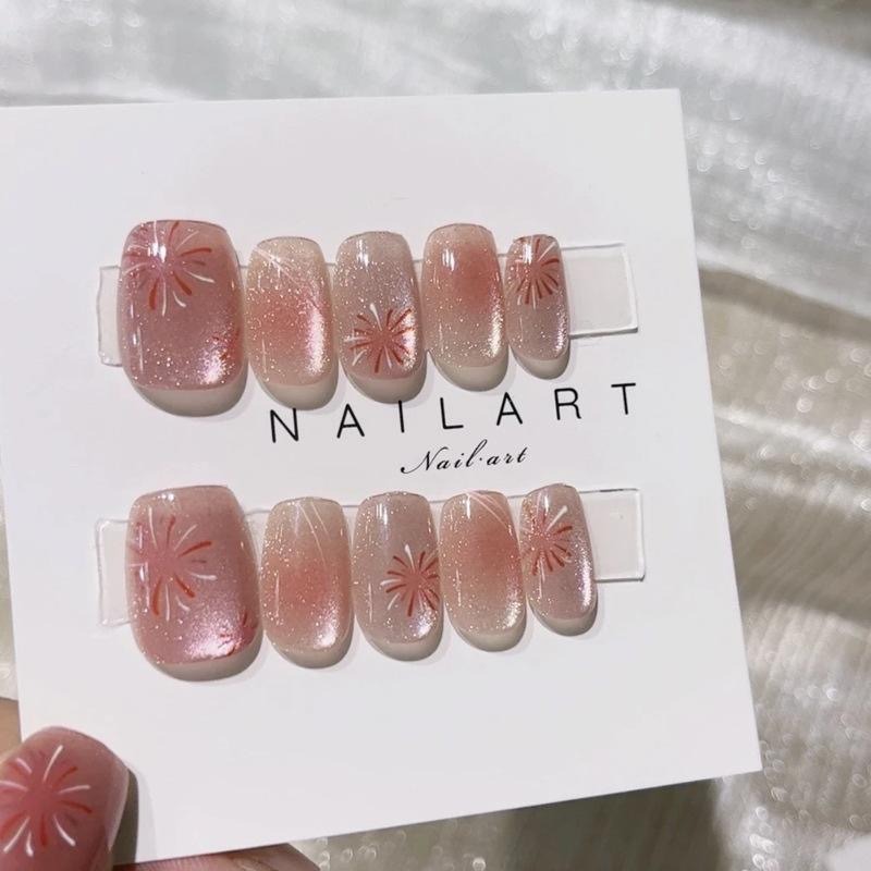 【短款】半手工手工穿戴短款 有分尺寸 指甲秋冬爆閃貼片貓眼極光學生美甲高級顯白閨密男女交換禮物-規格圖7