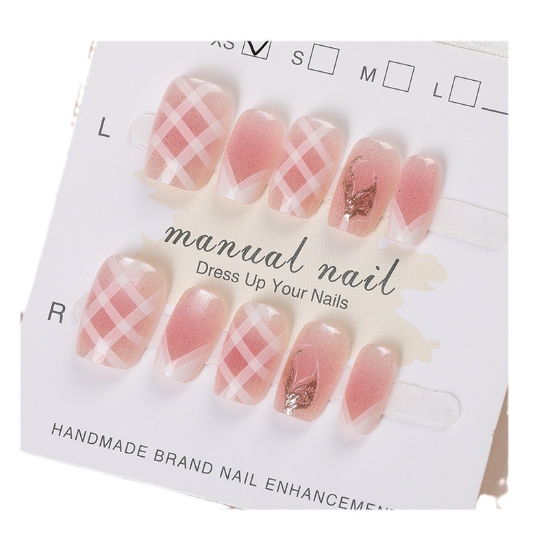 【短款】半手工手工穿戴短款 有分尺寸 指甲秋冬爆閃貼片貓眼極光學生美甲高級顯白閨密男女交換禮物-規格圖7