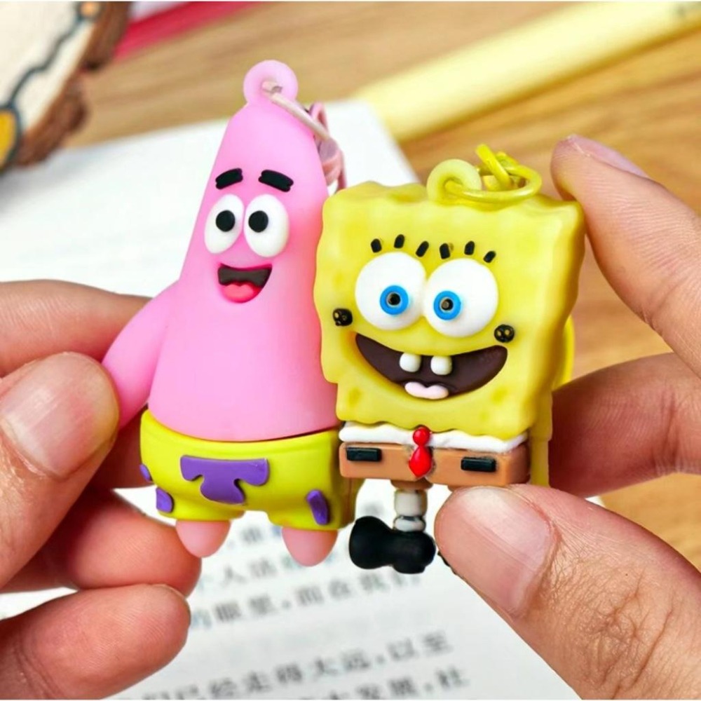 海綿寶寶派大星卡通＇＇磁吸＇＇鑰匙扣個性創意情侶閨蜜包掛件禮物-細節圖3