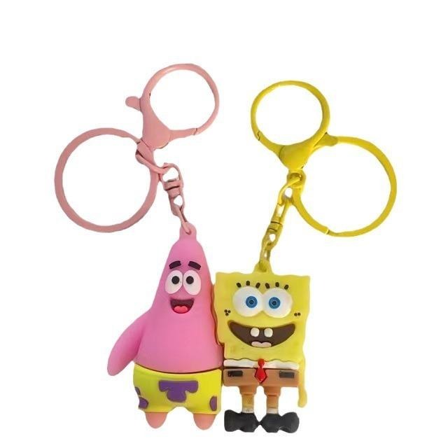 海綿寶寶派大星卡通＇＇磁吸＇＇鑰匙扣個性創意情侶閨蜜包掛件禮物-細節圖4