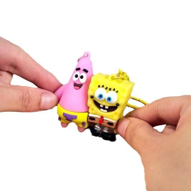 海綿寶寶派大星卡通＇＇磁吸＇＇鑰匙扣個性創意情侶閨蜜包掛件禮物-細節圖5