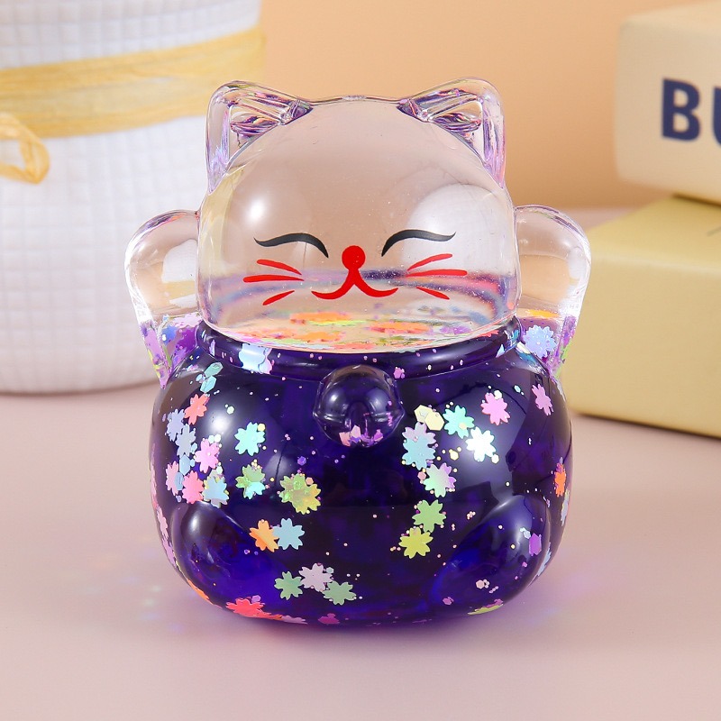 ［台灣現貨］爆款夜光流沙爆閃招財貓桌面擺件商場盲盒袋手辦diy飾品-規格圖4