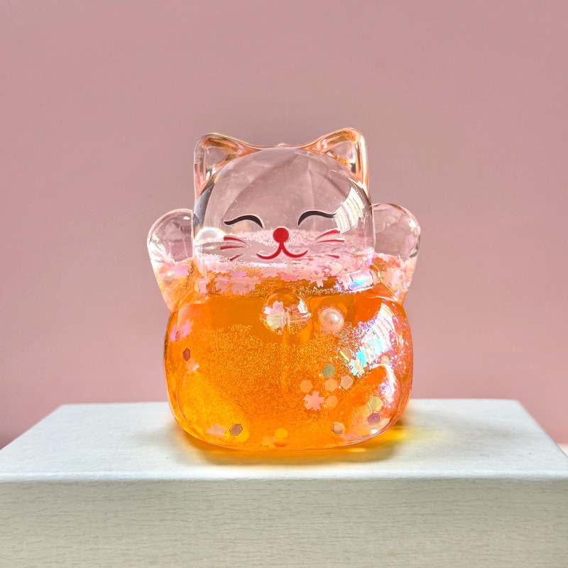 ［台灣現貨］爆款夜光流沙爆閃招財貓桌面擺件商場盲盒袋手辦diy飾品-規格圖4