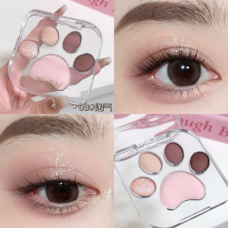 ［現貨］ZVEV五色貓爪眼影盤 純欲可愛大地色高光啞光不脫妝清透閃耀軟糯細膩-規格圖6