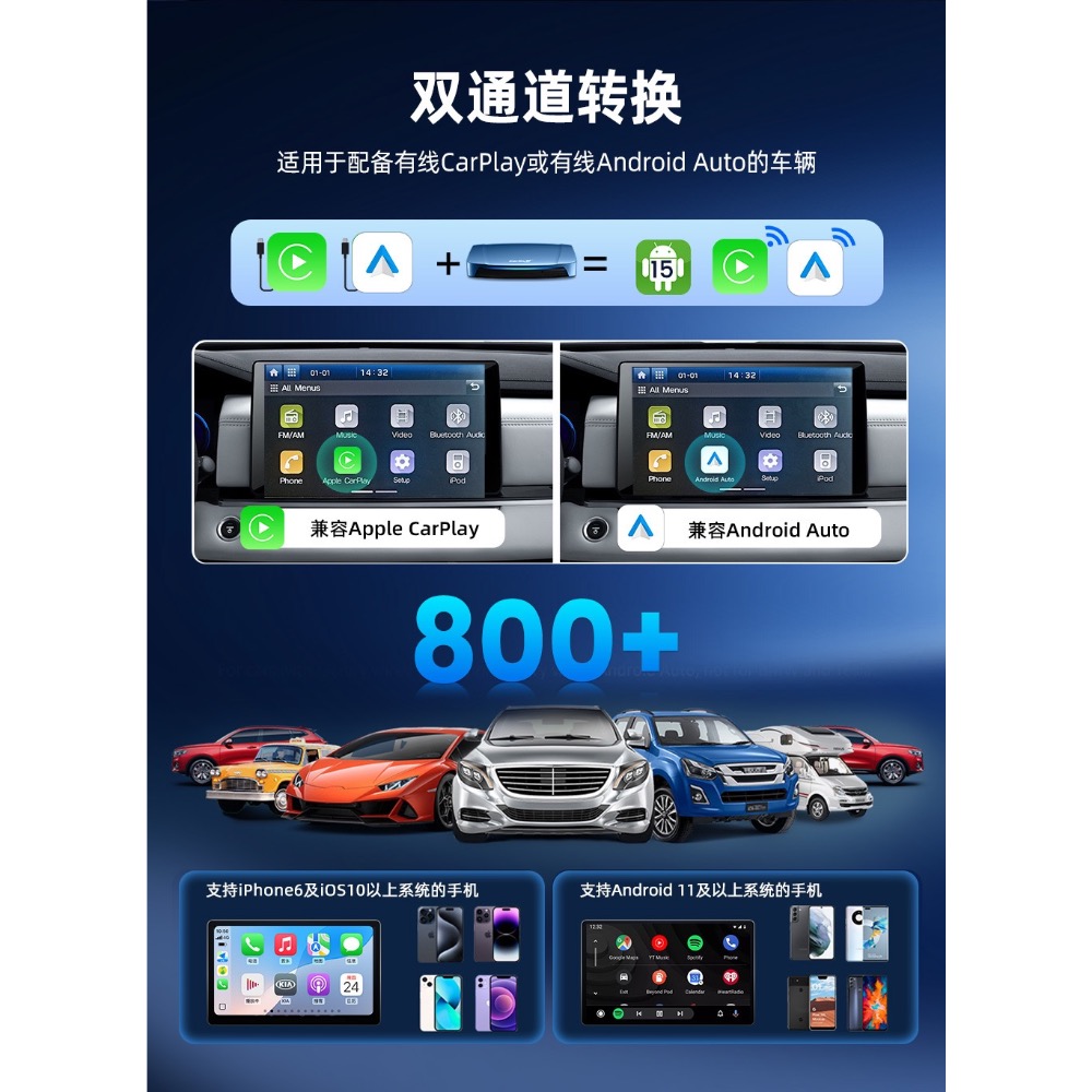 carlinkit有線轉無線android15安卓SM6350蘋果8gb車機carplay盒子-細節圖3
