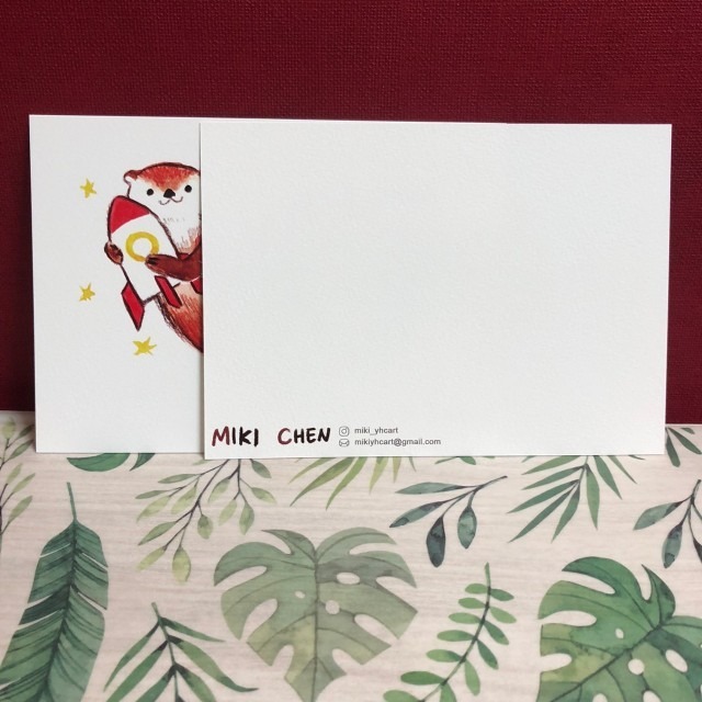 【Miki Chen 插畫工作室】 台灣原創插畫明信片-水獺的外獺空-細節圖2