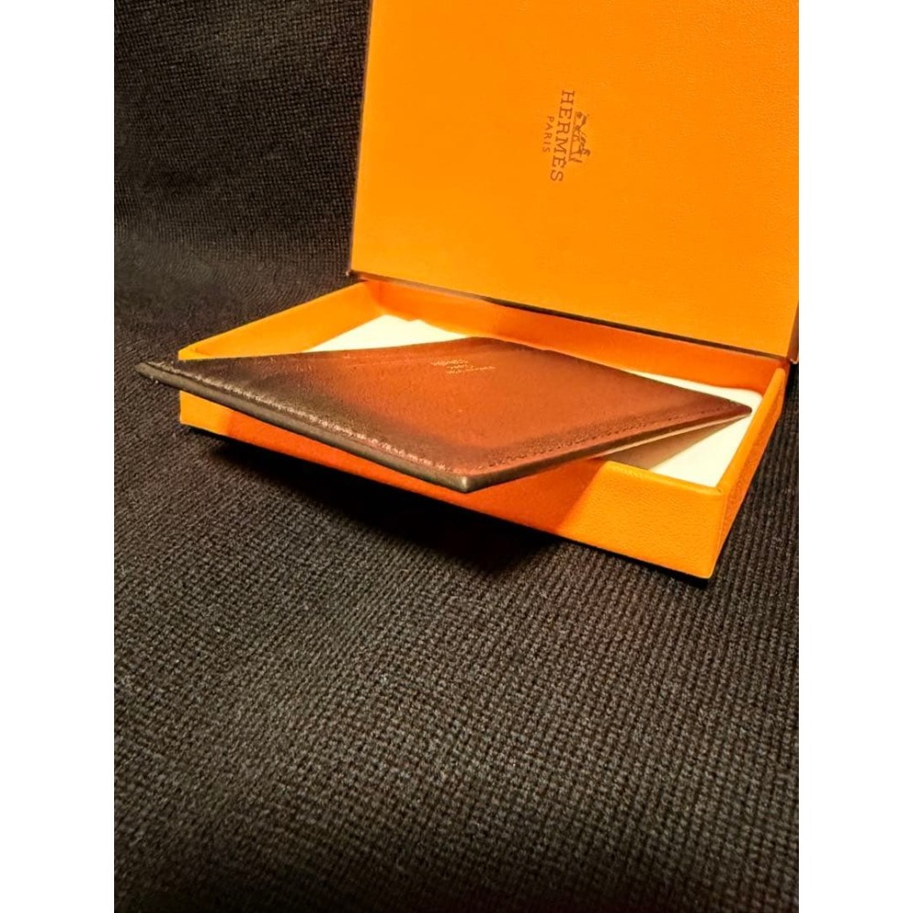 二手 愛馬仕 Hermes Citizen Twill 牛皮 絲巾 卡片夾 皮夾 Hermès (B刻/黑色)-細節圖2