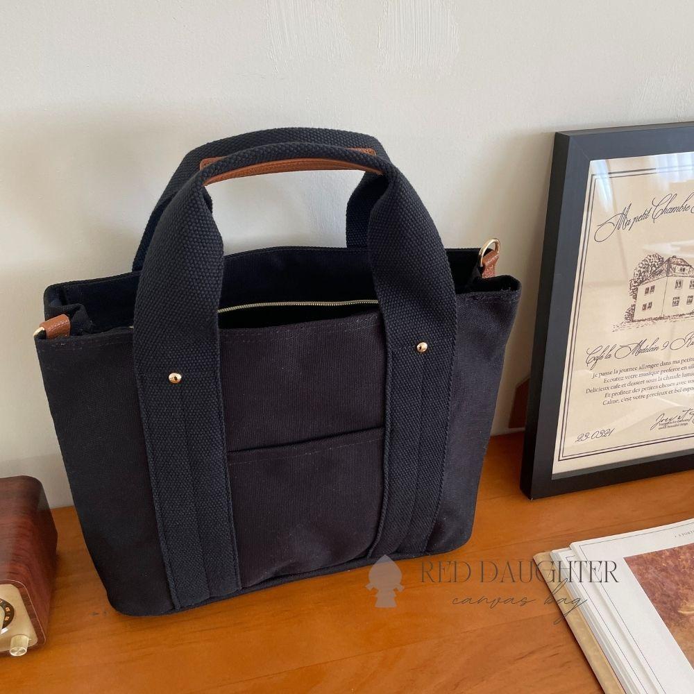 紅女兒 〔獨製〕 帆布托特包 媽媽包 大帆布包 大托特包 帆布包 多層包 托特包 多格層包 手提帆布包 a4包 大容量包-細節圖6