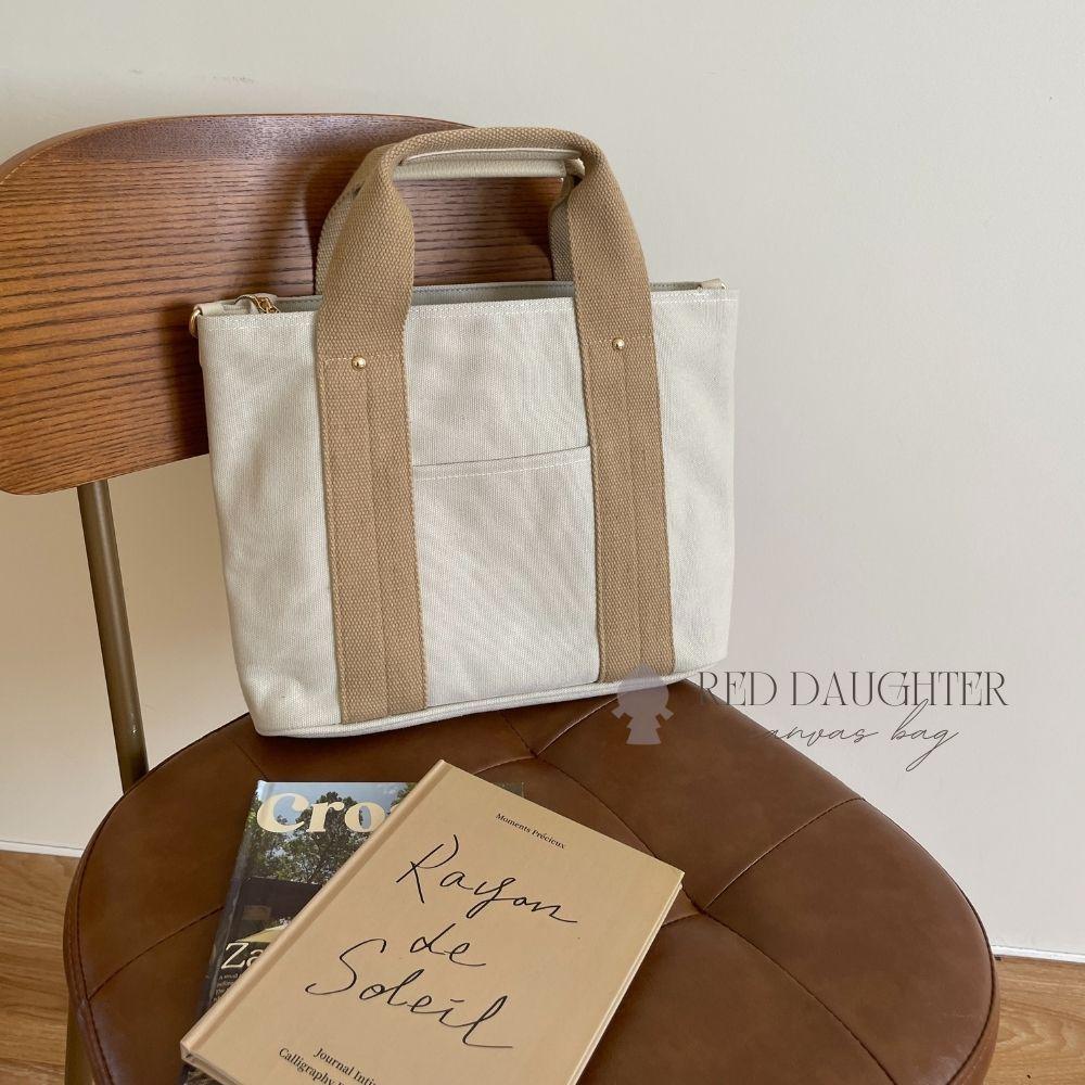 紅女兒 〔獨製〕 帆布托特包 媽媽包 大帆布包 大托特包 帆布包 多層包 托特包 多格層包 手提帆布包 a4包 大容量包-細節圖7