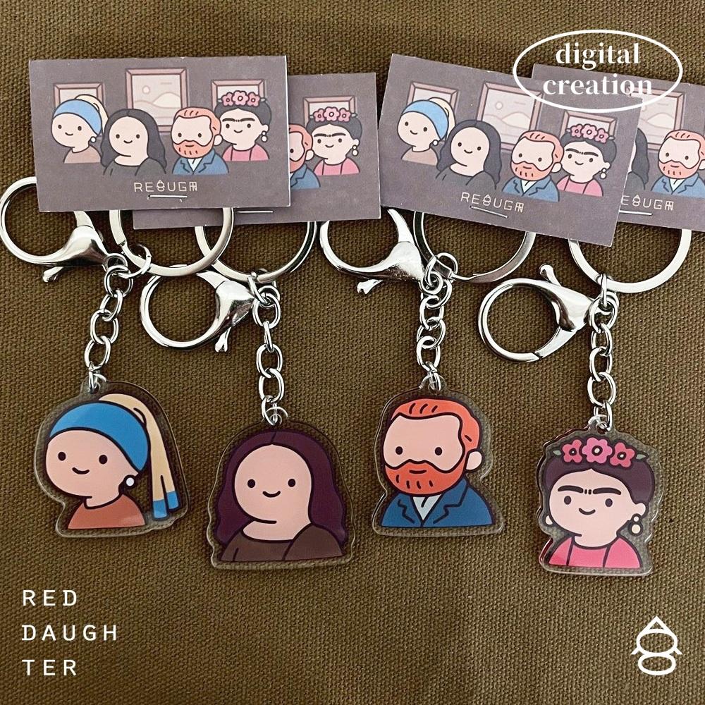 紅女兒〔復古文藝〕壓克力鑰匙圈 抽象吊飾 鑰匙圈 鑰匙圈吊飾 吊飾 造型鑰匙圈 質感吊飾 鑰匙吊飾 可愛鑰匙圈 小吊飾-細節圖3