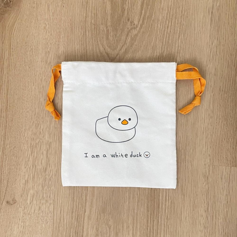 紅女兒〔文創小白鴨〕可愛束口袋 小束口袋 小物收納包 收納袋 束口包 束口收納袋 束口袋 束口袋小 小收納袋 帆布束口袋-細節圖2