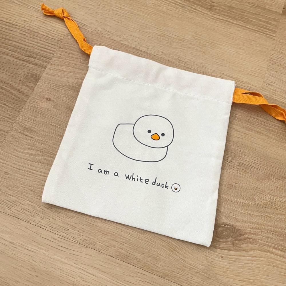 紅女兒〔文創小白鴨〕可愛束口袋 小束口袋 小物收納包 收納袋 束口包 束口收納袋 束口袋 束口袋小 小收納袋 帆布束口袋-細節圖8