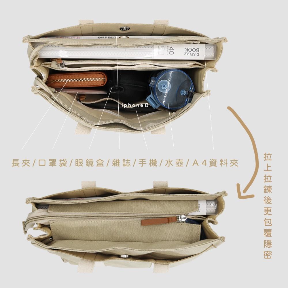 紅女兒〔多隔層厚帆布〕帆布托特包 手提包 帆布包 帆布手提包 帆布手提袋 拉鍊帆布包 大帆布包 厚磅帆布包 a4帆布包-細節圖3