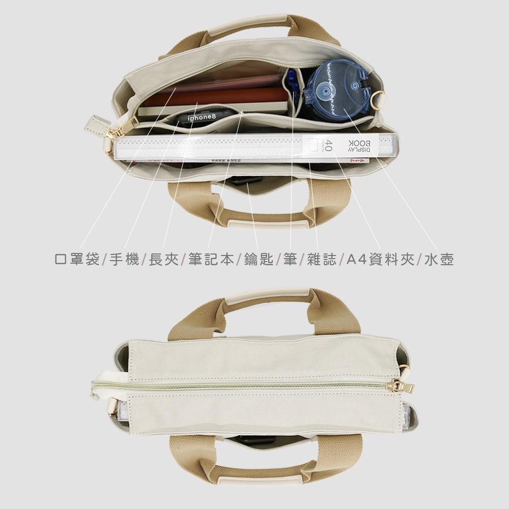 紅女兒 〔獨製〕 帆布托特包 媽媽包 大帆布包 大托特包 帆布包 多層包 托特包 多格層包 手提帆布包 a4包 大容量包-細節圖4