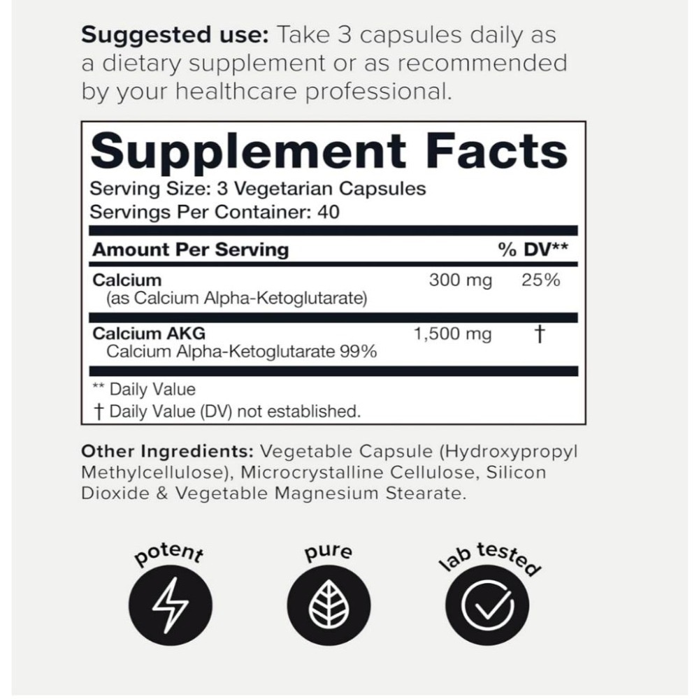 有貨 超高純度 Toniiq Ca AKG 補充劑 - 99%+ 120粒素食膠囊-細節圖2