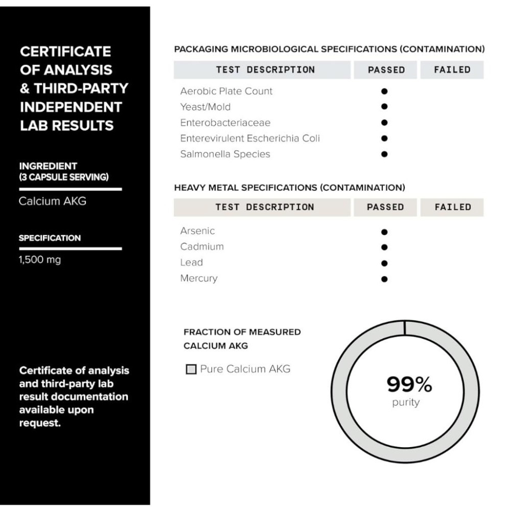 有貨 超高純度 Toniiq Ca AKG 補充劑 - 99%+ 120粒素食膠囊-細節圖5