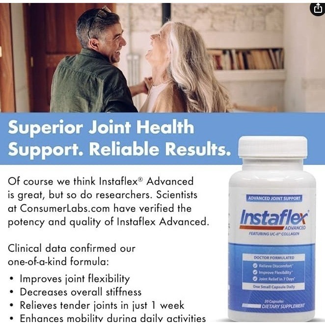 Instaflex高級關節支持補充劑膠囊，含配方關節緩解補充劑、UC-II膠原蛋白和5種專利配方，30粒裝-細節圖4