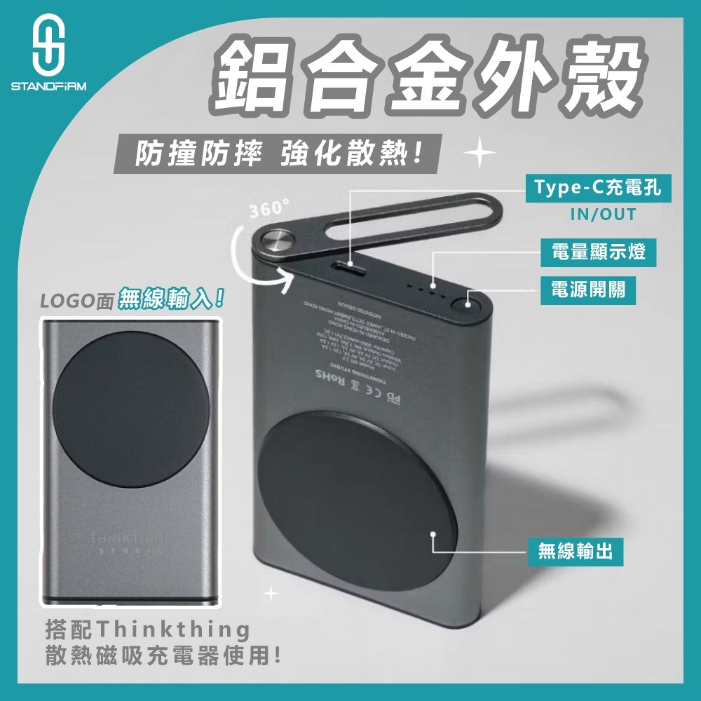 Thinkthing MagSafe 2.0 磁吸行動電源 5000mah 無線15W 有線18W EPP協定-細節圖5