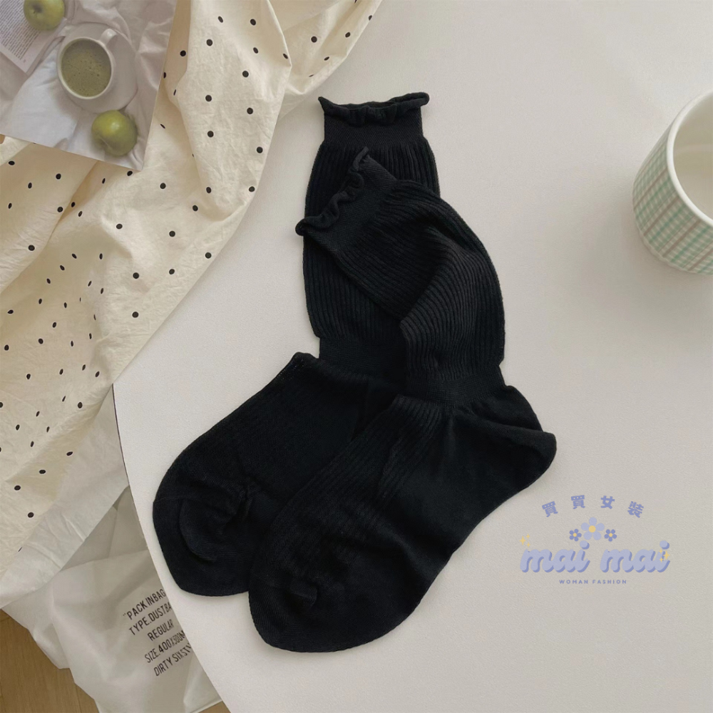 【買買女裝】台灣現貨 薄款網眼堆堆襪 日系薄款透氣卷邊素色堆堆襪 中筒襪 素色襪子 堆堆襪 芭蕾風襪子【A007#】-規格圖9