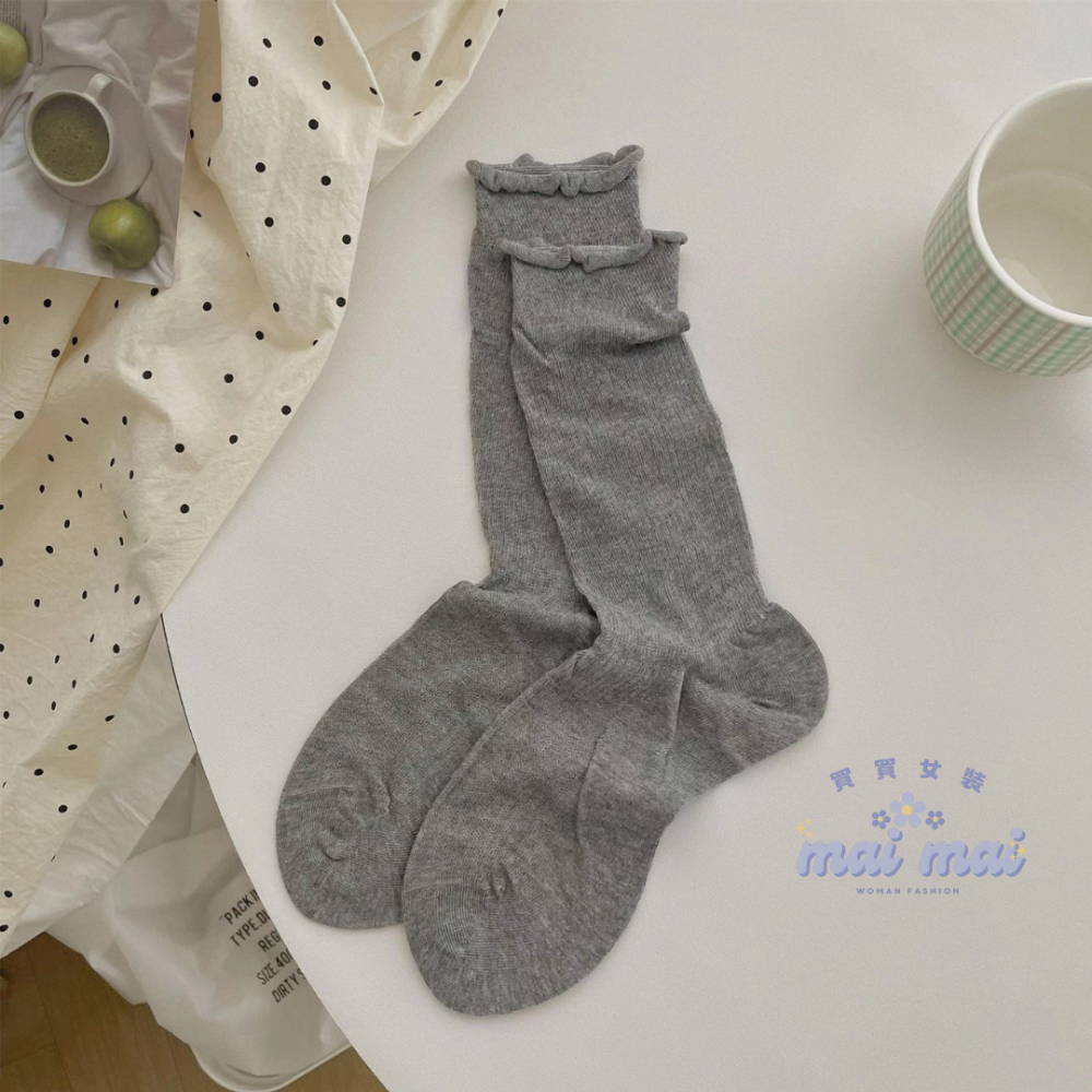 【買買女裝】台灣現貨 薄款網眼堆堆襪 日系薄款透氣卷邊素色堆堆襪 中筒襪 素色襪子 堆堆襪 芭蕾風襪子【A007#】-規格圖9
