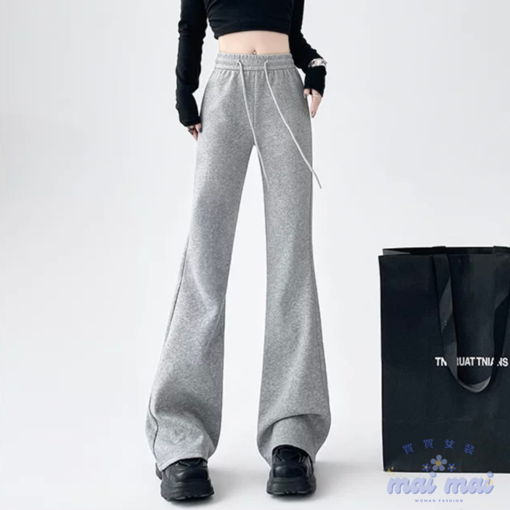 【買買女裝】台灣現貨 棉褲 優質面料 喇叭褲 顯瘦喇叭褲 高腰顯瘦  休閒喇叭褲 休閒褲 褲子女 棉褲【P003#】-規格圖7