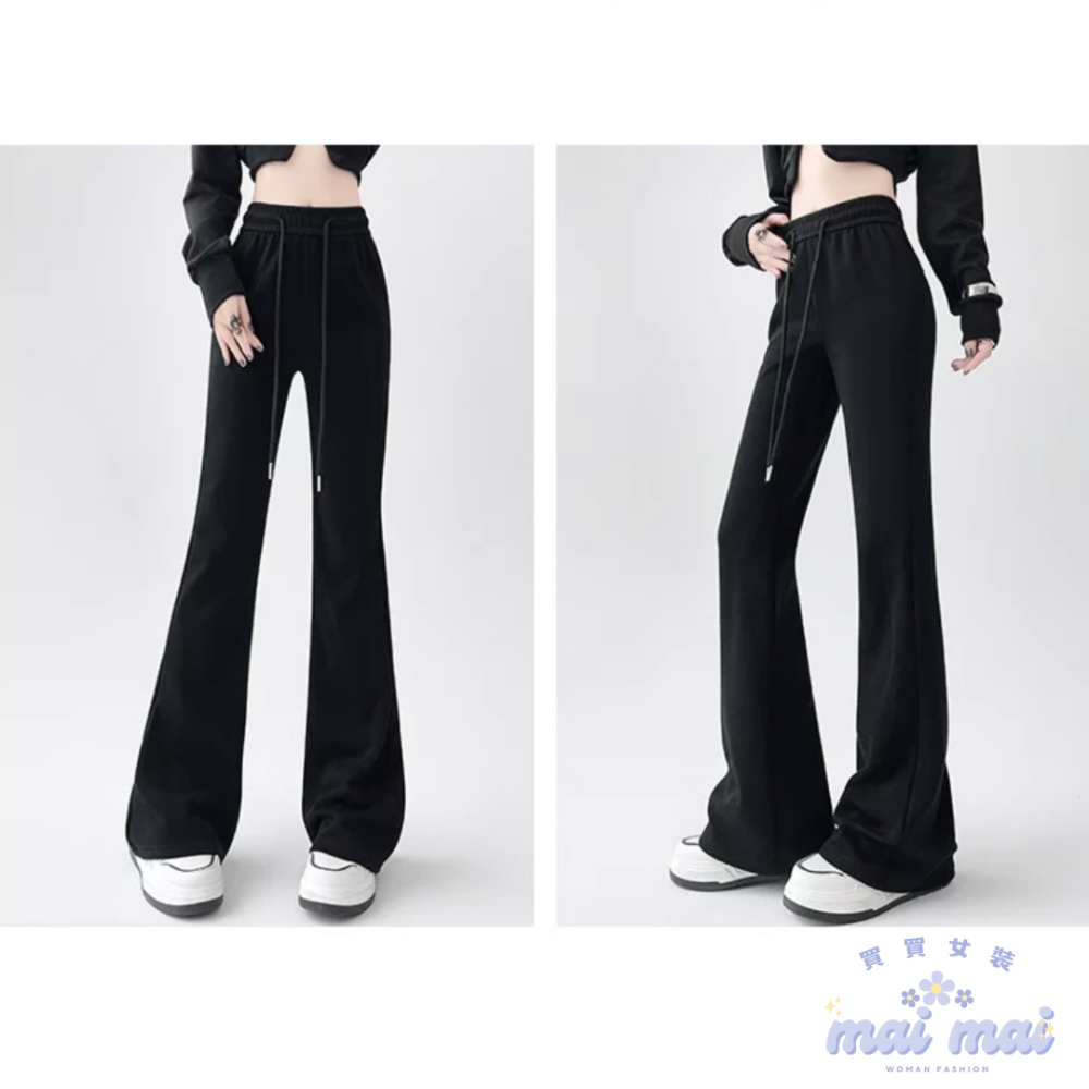 【買買女裝】台灣現貨 棉褲 優質面料 喇叭褲 顯瘦喇叭褲 高腰顯瘦  休閒喇叭褲 休閒褲 褲子女 棉褲【P003#】-規格圖7