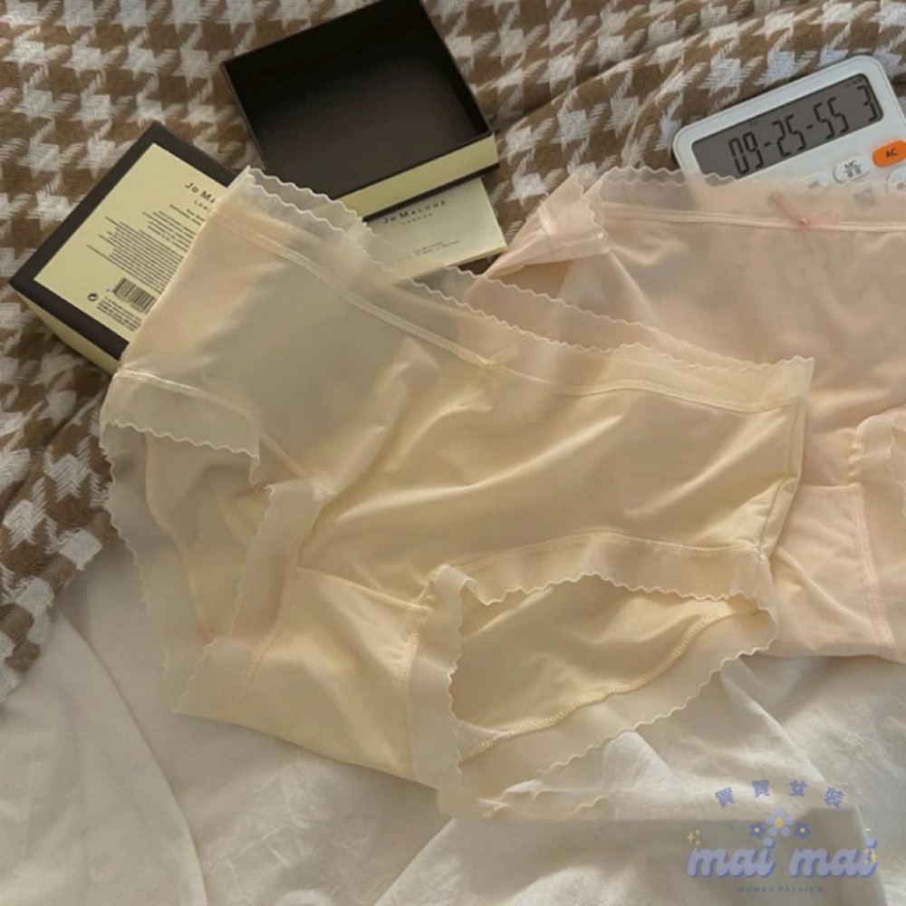 【買買女裝】台灣現貨🚚超薄無痕內褲 冰絲內褲 女生內褲 純慾蕾絲內褲 透氣內褲 中腰內褲 高彈舒適內褲【U103#】-細節圖3