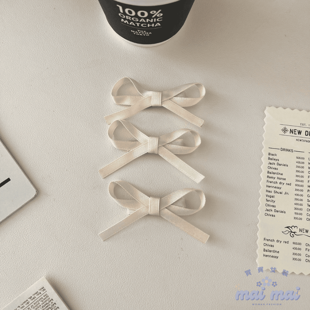 【買買女裝】台灣現貨 緞帶蝴蝶結髮夾三入 側邊夾 對夾 飄帶髮夾 綁帶髮飾 緞帶髮夾 蝴蝶結髮夾 芭蕾風髮夾【L020#-規格圖4