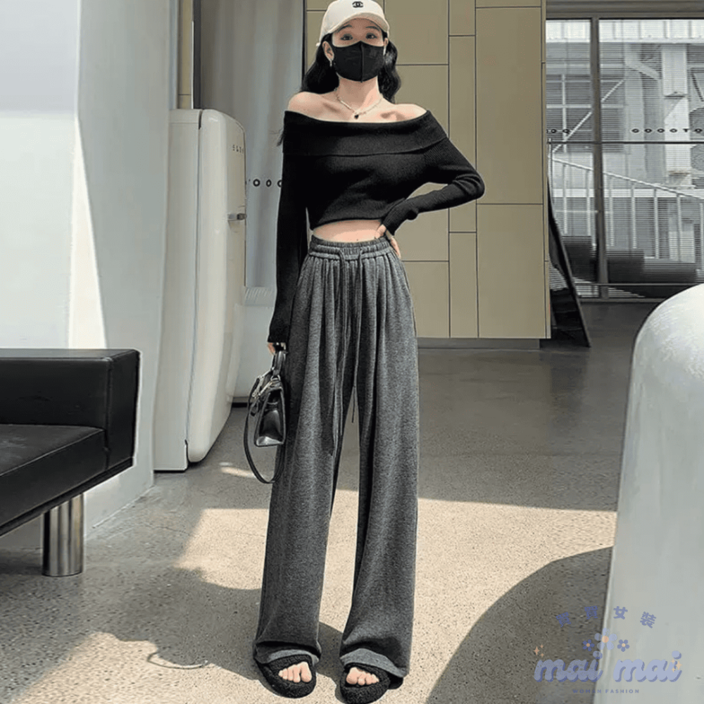 【買買女裝】台灣現貨 糯米褲 棉褲 闊腿褲 高腰顯瘦直筒褲 落地褲 寬褲 休閒褲 褲子 長褲【P001#】-規格圖9