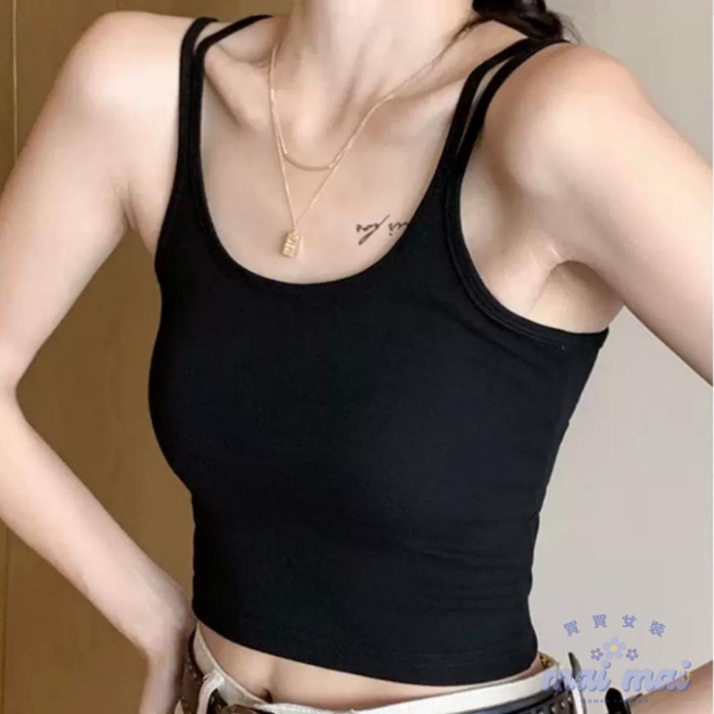 【買買女裝】台灣現貨 趙露思同款 白色吊帶背心 背心女  罩杯背心 胸墊背心 美背背心 無袖背心 小可愛【B808#】-細節圖5