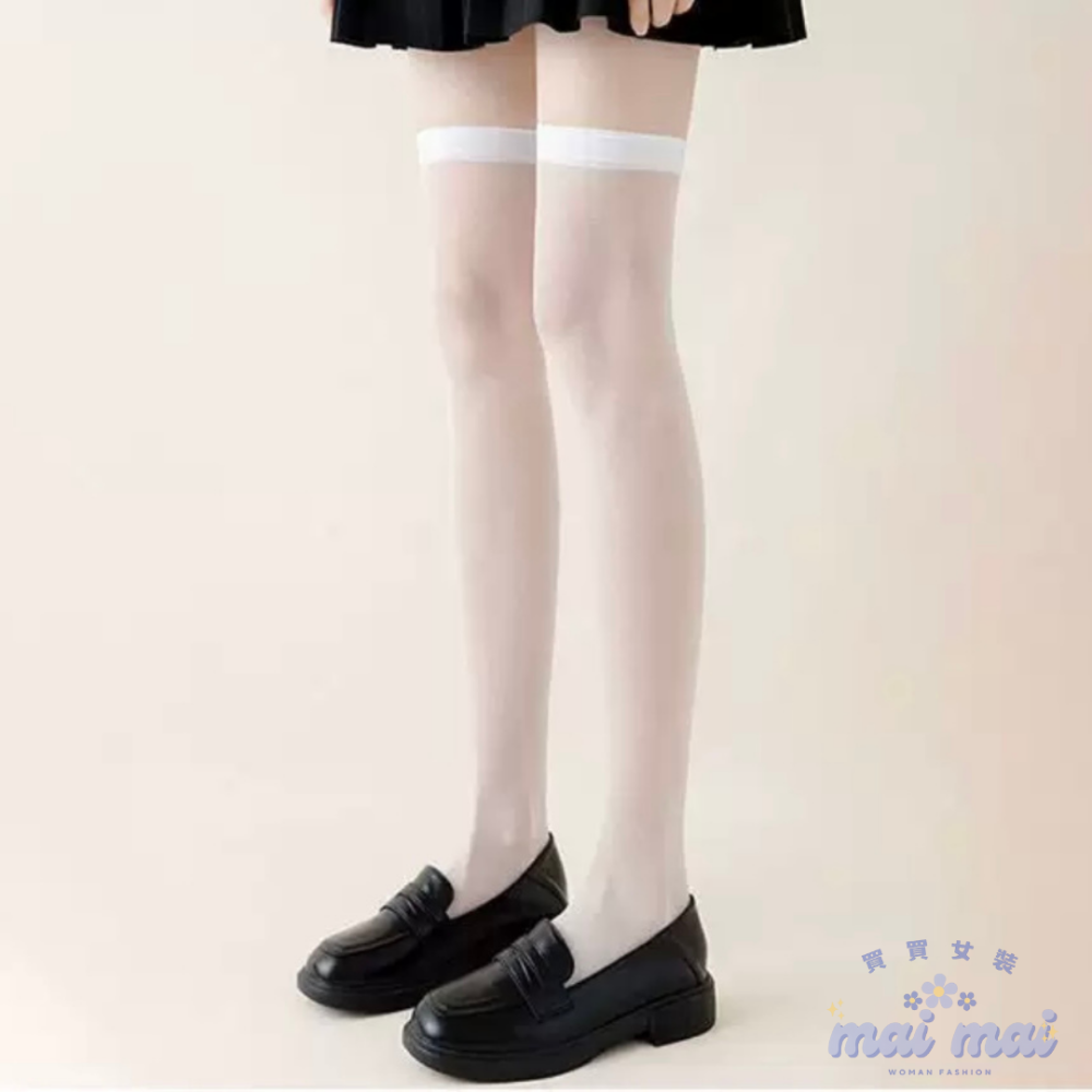 【買買女裝】台灣現貨 透膚襪 黑襪 白襪 JK學院 長筒 學生襪 OL襪子 膝上襪 過膝襪 小腿襪 中筒襪【A005#】-規格圖5