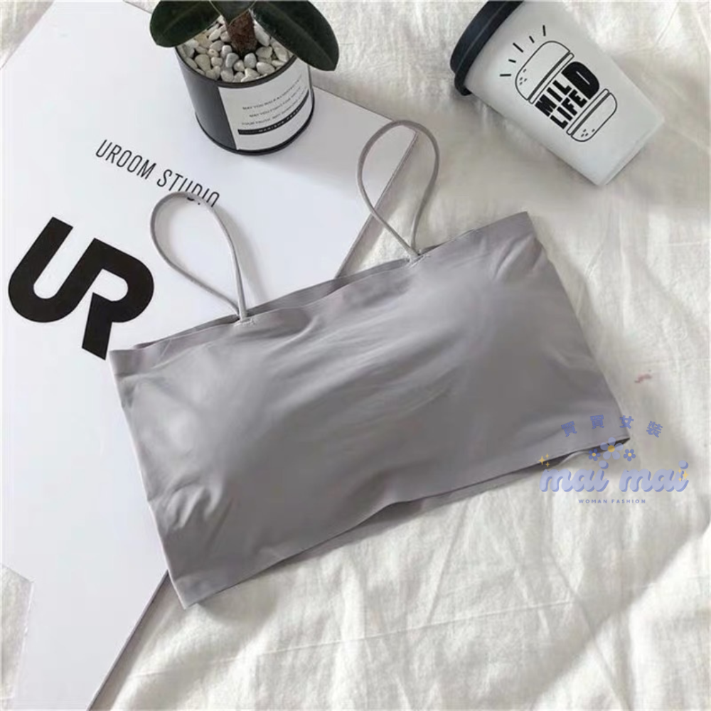 【買買女裝】台灣現貨 可拆洗小可愛 冰絲涼感平口細肩 帶胸墊免穿內衣 無痕背心 小可愛 冰絲背心 短版上衣【B802#】-規格圖9