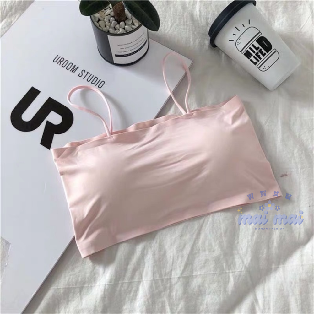 【買買女裝】台灣現貨 可拆洗小可愛 冰絲涼感平口細肩 帶胸墊免穿內衣 無痕背心 小可愛 冰絲背心 短版上衣【B802#】-規格圖9