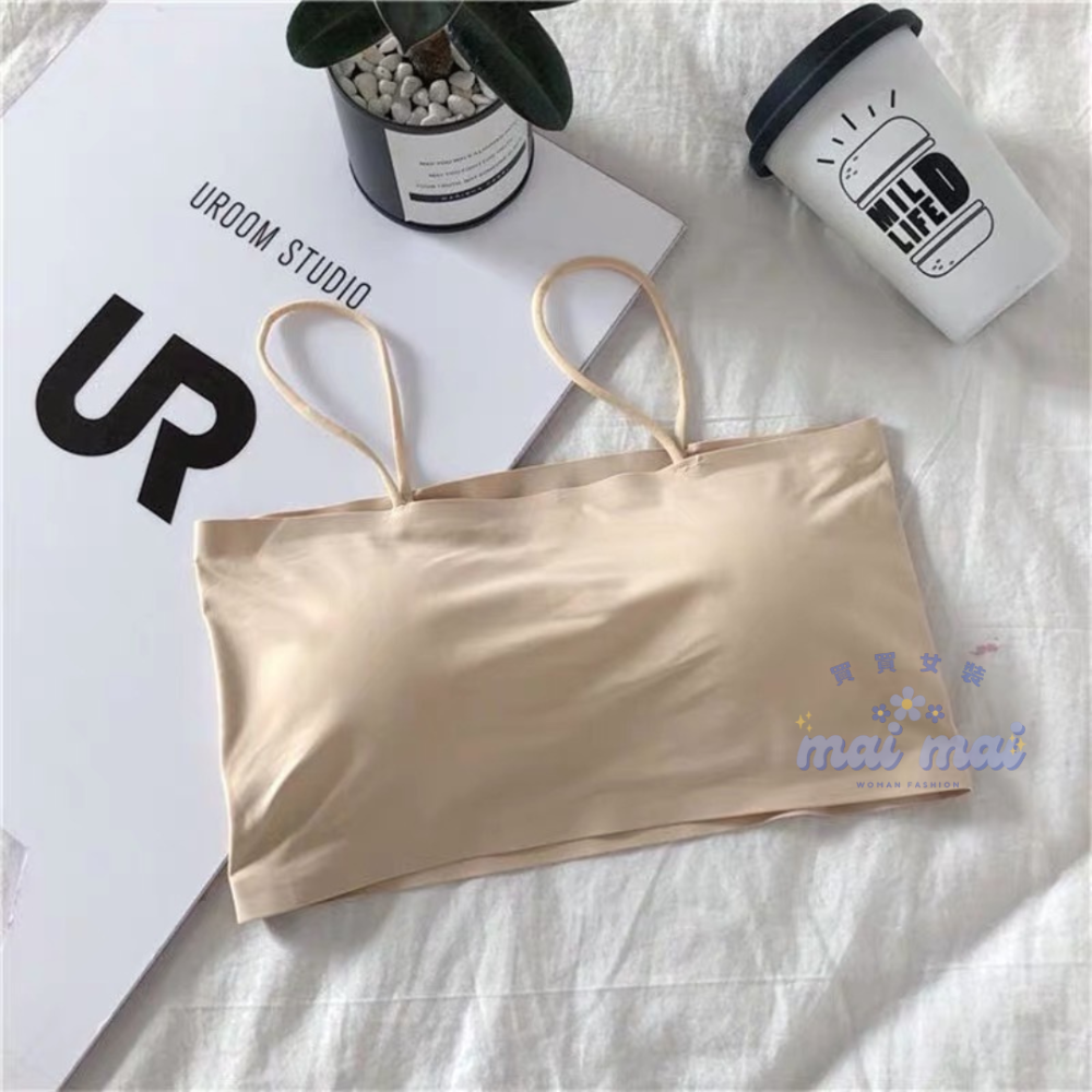 【買買女裝】台灣現貨 可拆洗小可愛 冰絲涼感平口細肩 帶胸墊免穿內衣 無痕背心 小可愛 冰絲背心 短版上衣【B802#】-規格圖9