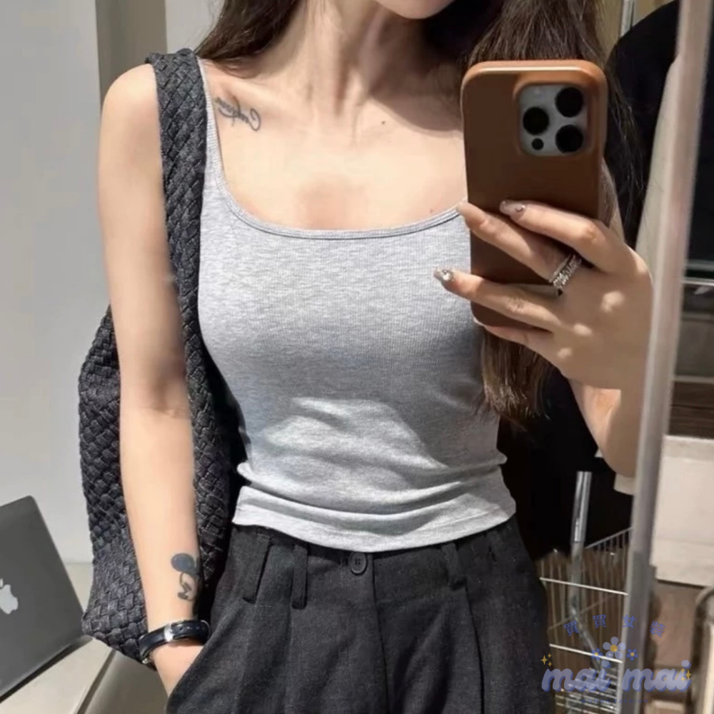 【買買女裝】台灣現貨 內搭背心 素面胸墊背心 小可愛背心 歐美背心 罩杯背心 背心 小背心 細肩帶背心【B1045#-規格圖9