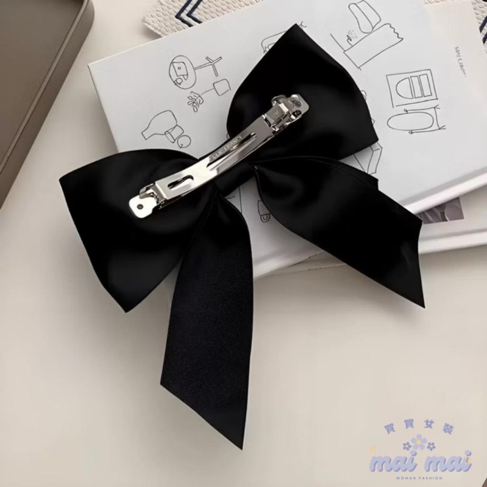 【買買女裝】台灣現貨 大款蝴蝶結髮夾 Jennie同款 法式緞面蝴蝶結髮夾 頭飾 高級感髮夾 髮夾 蝴蝶結【L019#】-細節圖3