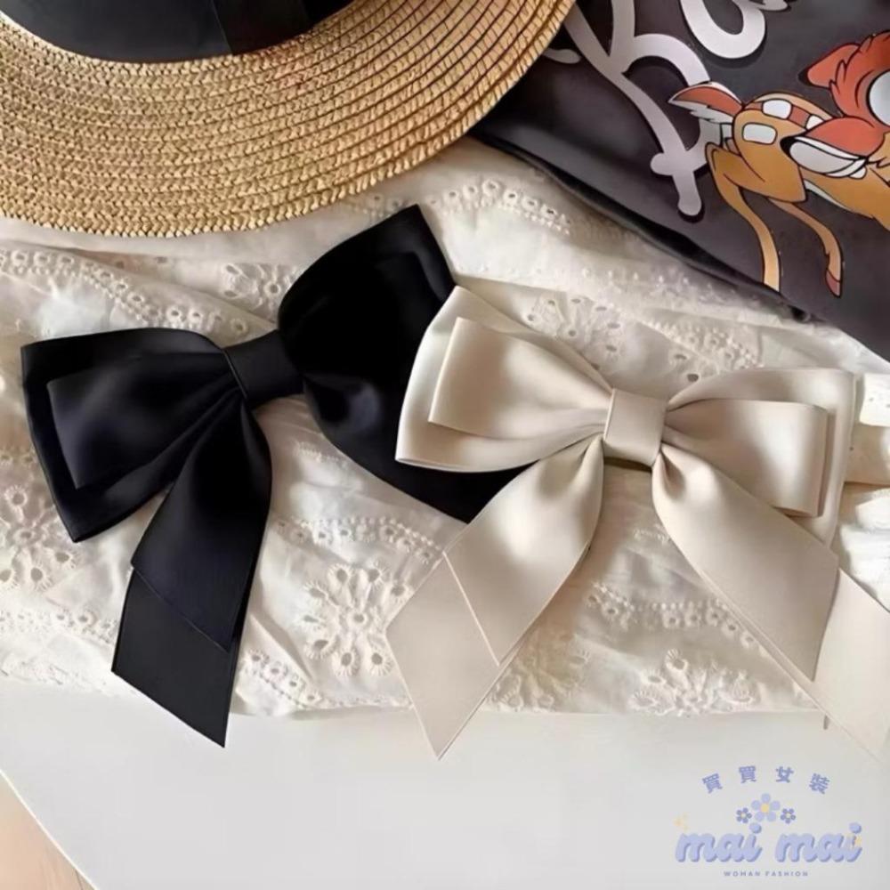 【買買女裝】台灣現貨 大款蝴蝶結髮夾 Jennie同款 法式緞面蝴蝶結髮夾 頭飾 高級感髮夾 髮夾 蝴蝶結【L019#】-細節圖4