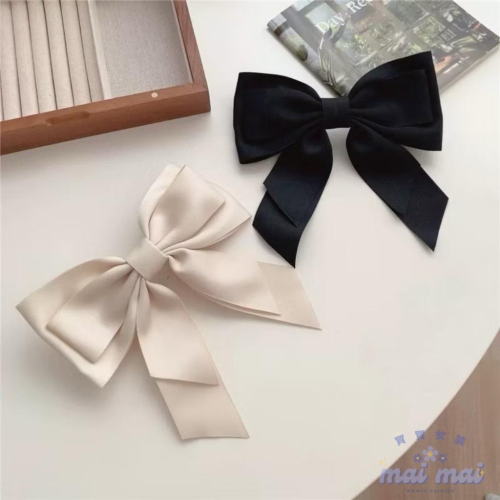 【買買女裝】台灣現貨 大款蝴蝶結髮夾 Jennie同款 法式緞面蝴蝶結髮夾 頭飾 高級感髮夾 髮夾 蝴蝶結【L019#】-細節圖5