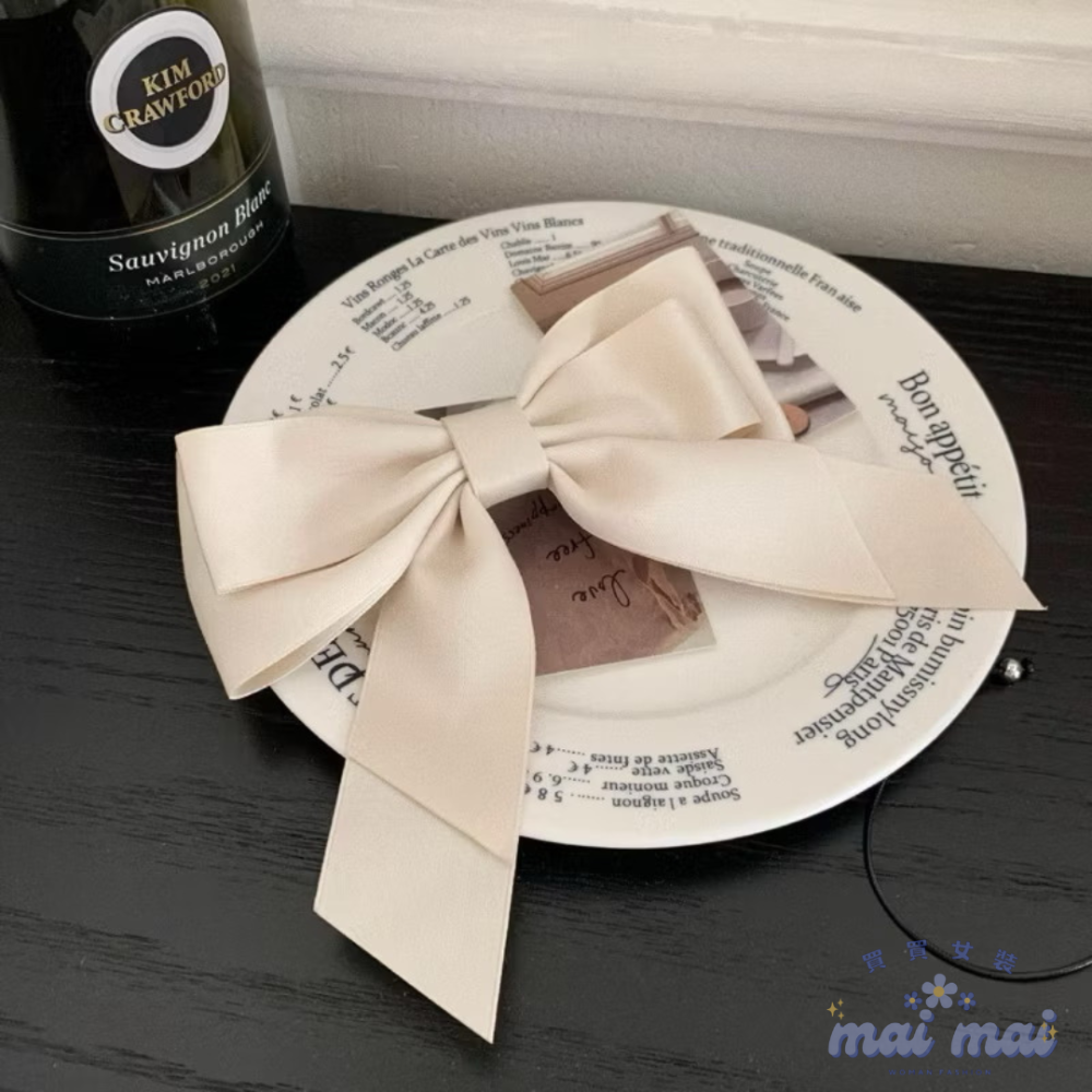 【買買女裝】台灣現貨 大款蝴蝶結髮夾 Jennie同款 法式緞面蝴蝶結髮夾 頭飾 高級感髮夾 髮夾 蝴蝶結【L019#】-規格圖5