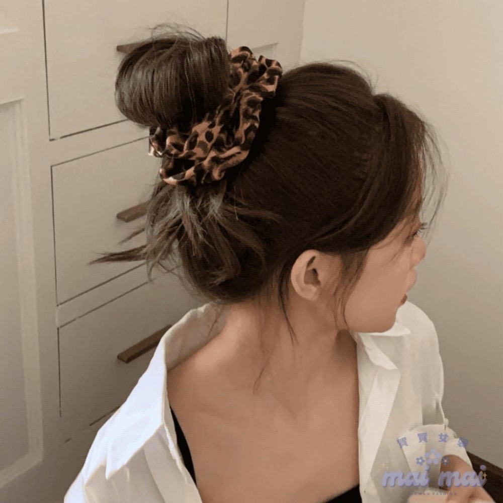 【買買女裝】台灣現貨 髮圈 復古髮圈 豹紋髮圈 彈力髮圈 大號髮帶 豹紋髮飾 綁頭髮 配飾 大腸圈 髮飾【L017#】-細節圖6