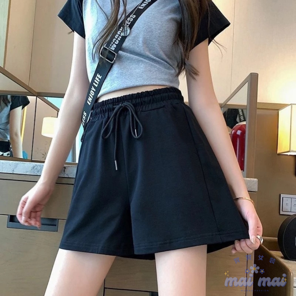 【買買女裝】台灣現貨 韓版寬鬆休閒夏薄款高腰顯瘦真理褲 休閒褲 短褲 褲子 運動短褲 女裝 休閒短褲 棉褲【E001#】-規格圖5