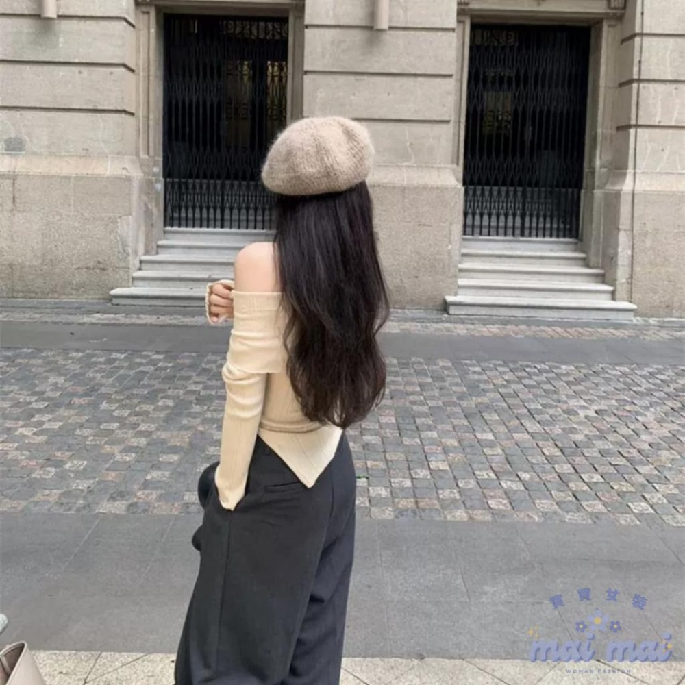 【買買女裝】台灣現貨 辣爆彈性一字領 顯瘦 女裝 長袖 美肩一字領彈性上衣 毛衣 上衣 一字領 露肩上衣【W331#】-細節圖5