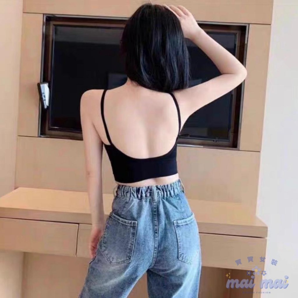 【買買女裝】台灣現貨 高質感韓版 無縫背心 螺紋背心 大U美背背心 細肩帶背心 罩杯小可愛【B801#】-細節圖5
