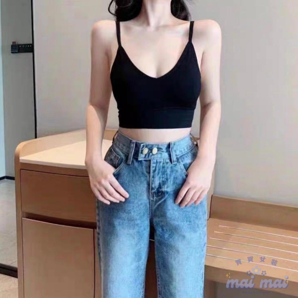 【買買女裝】台灣現貨 高質感韓版 無縫背心 螺紋背心 大U美背背心 細肩帶背心 罩杯小可愛【B801#】-細節圖6